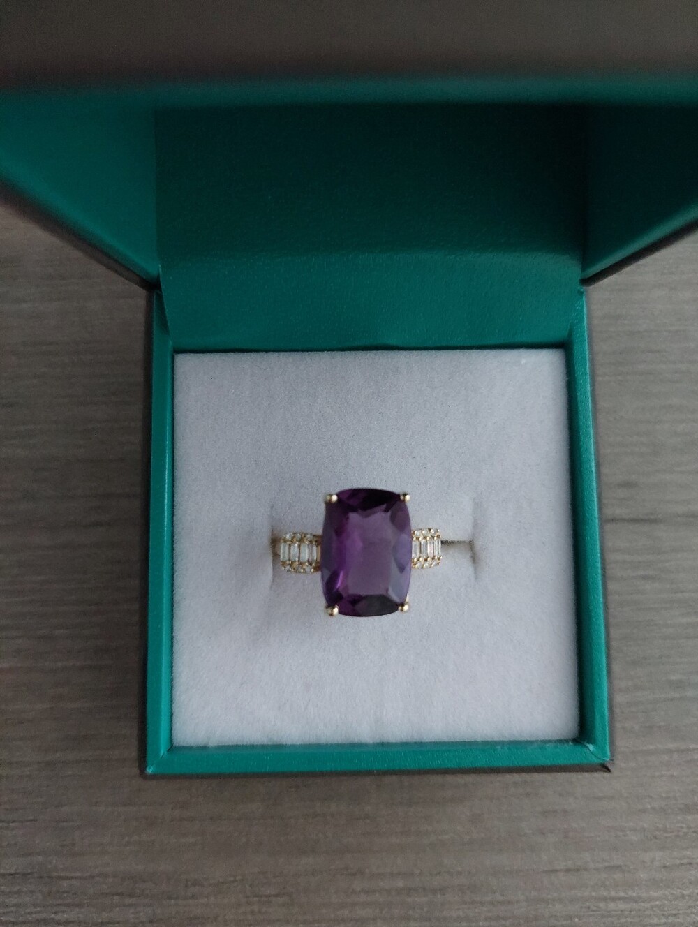 Effy 14kt Amethyst Ring With Genuine Diamonds Yellow Gold - Picture 13 of 16